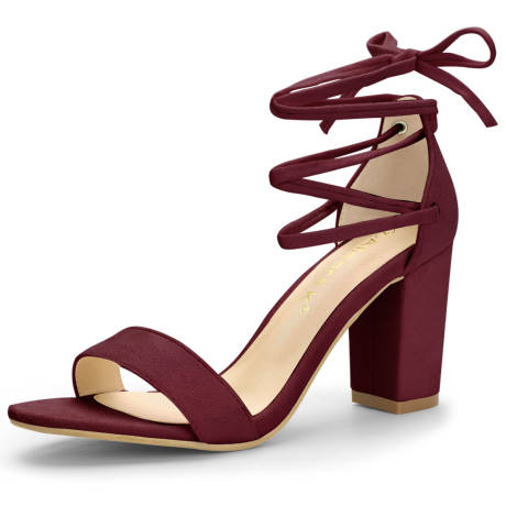 Allegra K- Tie Up Heels Strappy Chunky  Heel Sandal