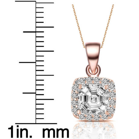 Collier avec pendentif goutte en argent sterling avec zircone cubique colorée, taille Asscher, cadre carré