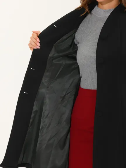Allegra K- Manteau trapèze à manches longues et simple boutonnage