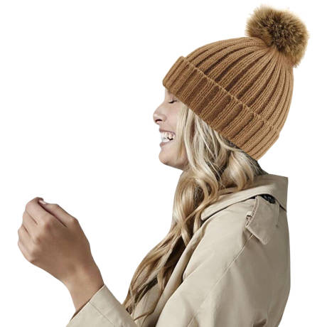 Beechfield - Pom Pom Faux Fur Chunky Knit Beanie