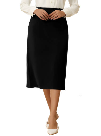 Hobemty- High Waist Split Back Midi Pencil Skirt