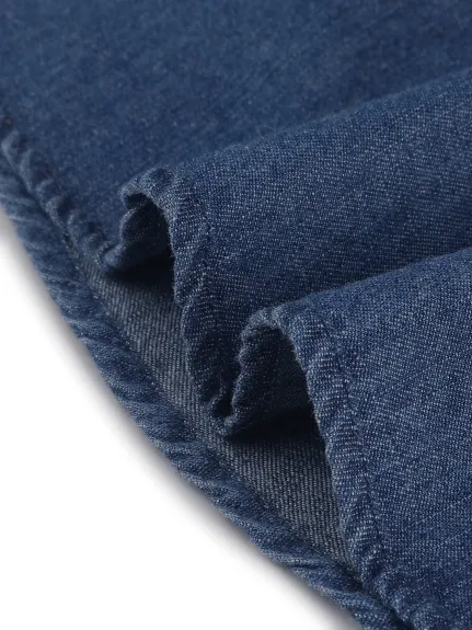 Allegra K- Robe chemise en jean à manches longues au-dessus du genou avec ceinture