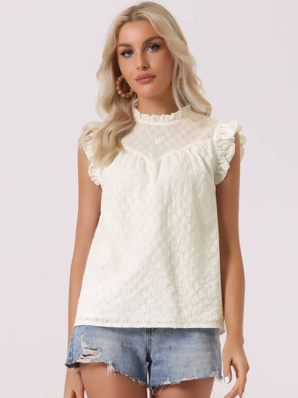 Allegra K- Ruched Crew Neck Solid Blouse