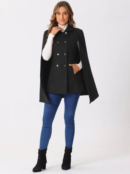 INSPIRE CHIC - Cape Sleeve Double Breasted Cloak Coat