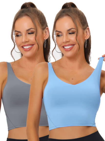 Allegra K - Longline Padded Sports Bra Pack, Light Blue