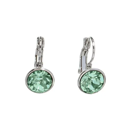 Silvertone Chrysolite Vintage Austrian Crystal Leverback Earrings - MICALLA