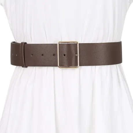 Allegra K- PU Leather Metal Pin Buckle Wide Belt