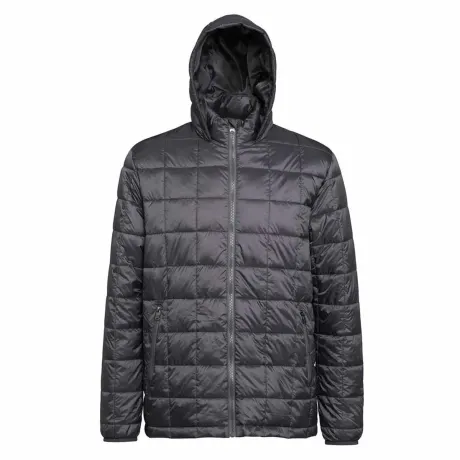 2786 - Mens Box Quilt Hooded Zip Up Jacket