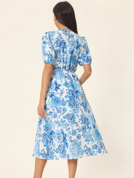 Allegra K - Summer Cutout Waist Floral Dress