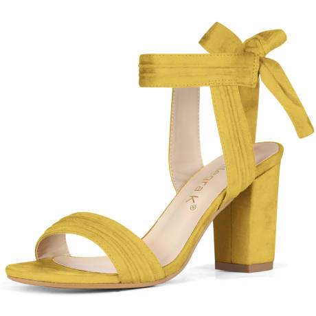 Allegra K- Ankle Tie Back Block Heel Open Toe Sandals