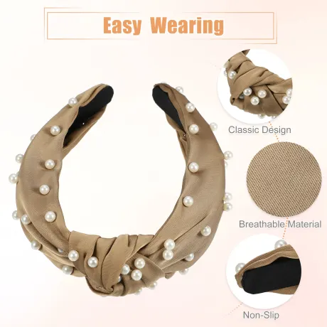 Unique Bargains- Faux Pearl Knotted Headband