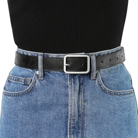 Allegra K- Skinny Belts PU Single Pin Buckle