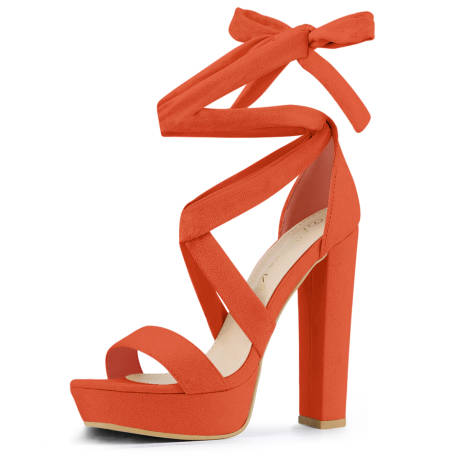 Allegra K- Lace Up Platform Heel Sandals