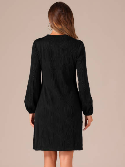 Allegra K - Robe Texturée Élégante à Manches Bouffantes