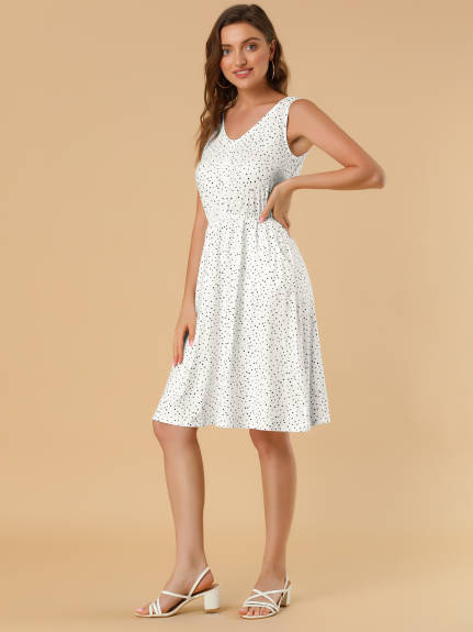 Allegra K- Polka Dots Elastic Waist Midi Sundress