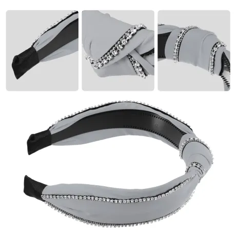 Unique Bargains - Top Knotted Rhinestone Trim Wide Headbands