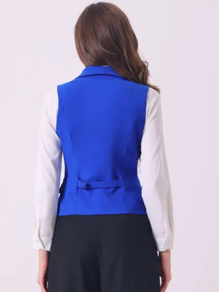 Allegra K- Gilet de costume dos nageur boutonné à revers châle