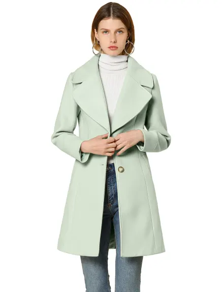 Allegra K - Manteau simple boutonnage à revers cranté