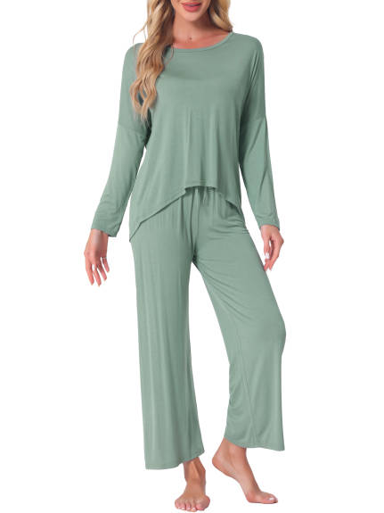 Cheibear - Long Sleeve Viscose Pajama Set