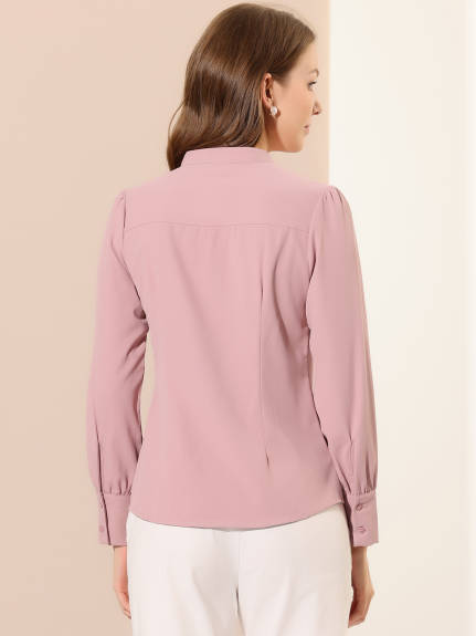 Allegra K- Stand Collar Long Sleeve Shirt