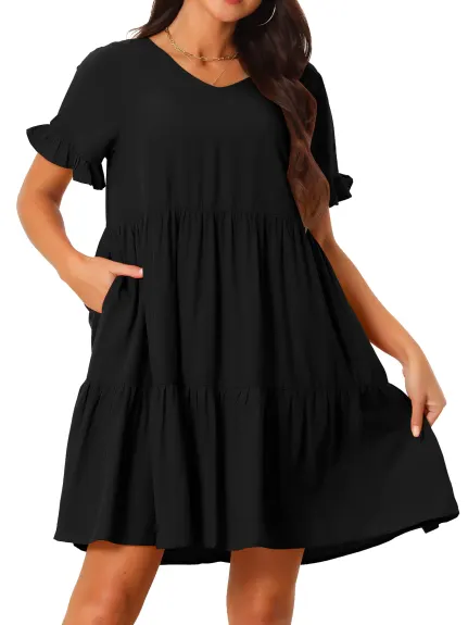 Allegra K - Summer Ruffle Casual Babydoll Dress