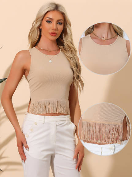 Allegra K- Ribbed Knit Crop Tops