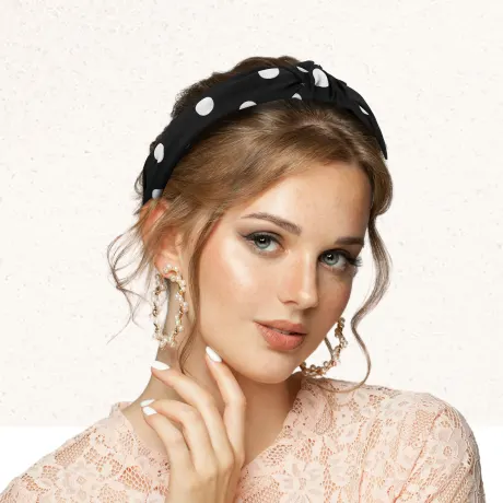 Unique Bargains- Polka Dot Wide Knotted Headband