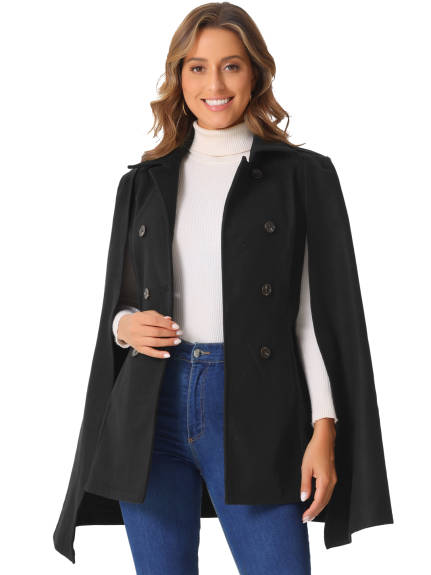 INSPIRE CHIC - Cape Sleeve Double Breasted Cloak Coat