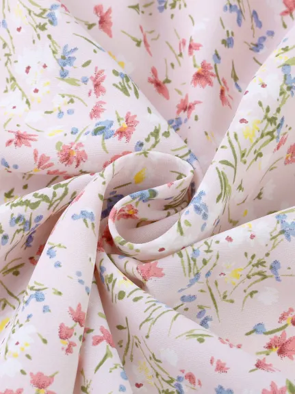 Allegra K- robe Floral élastique taille col carré manches courtes Puff