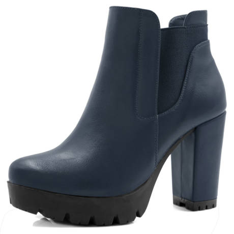 Allegra K- Chunky High Heel Platform Zipper Chelsea Boots