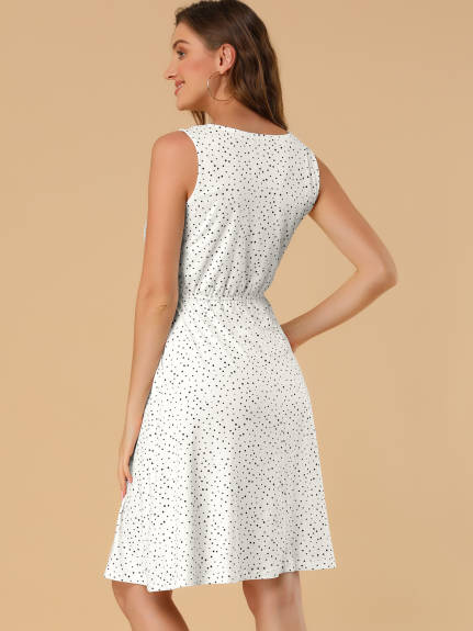 Allegra K- Polka Dots Elastic Waist Midi Sundress