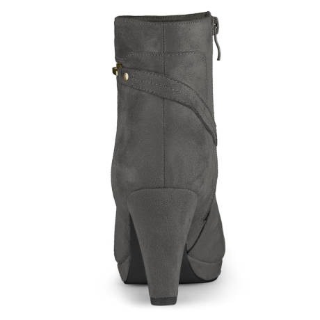 Allegra K- Round Toe Ankle Mid Heel Boots