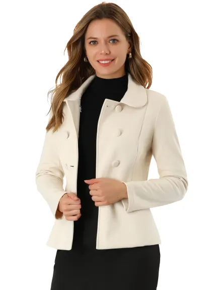 Allegra K- Peter Pan col Peacoat Double poitrine manteau court