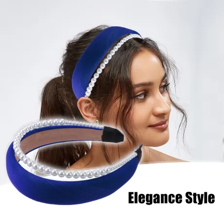 Unique Bargains - Double Layer Faux Pearl Sponge Headband