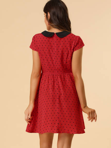 Allegra K- Peter Pan Collar Above Knee A-Line Dress