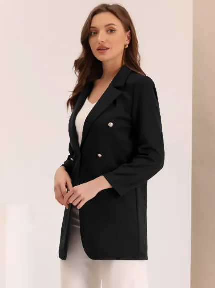 Allegra K- Notched Lapel Buttoned Blazer Jacket