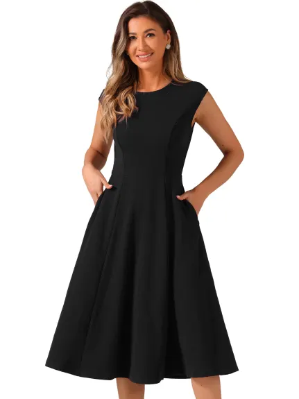 Allegra K - Elegant Cinched Waist A-Line Dress