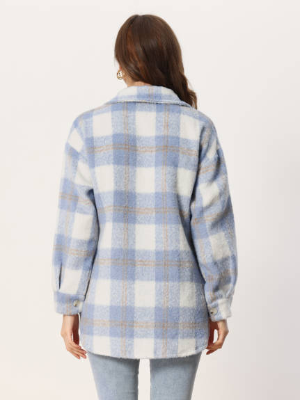 Allegra K- Plaid Shacket Flannel Coats