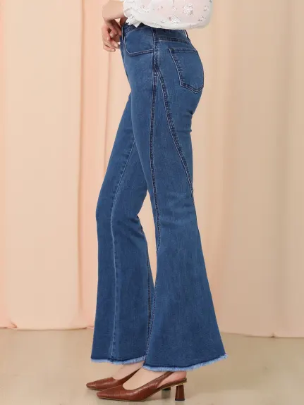 Allegra K - High Waist Stretch Classic Bell Jeans
