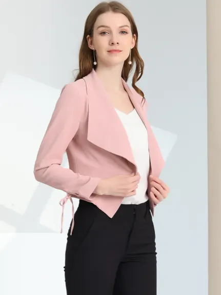 Allegra K- Open Front Crop Blazer Jacket