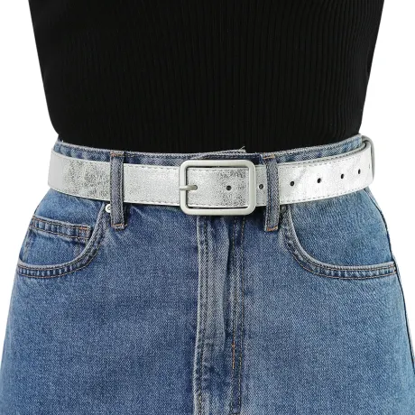 Allegra K- Skinny Belts PU Single Pin Buckle