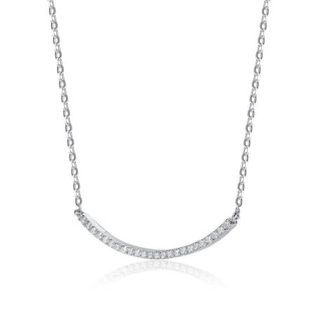 Collier incurvé en argent sterling avec zircone cubique transparente