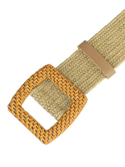 Allegra K- Elastic Stretch Woven Belt Retro Square Buckle