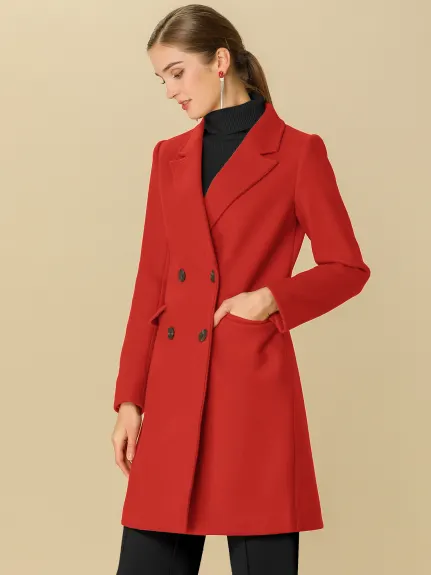 Allegra K- Trench-coat à poche et ceinture à double boutonnage