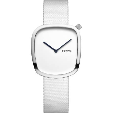 BERING - Montre Pebble pour femme en acier inoxydable de 30 mm en argent/blanc