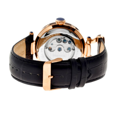 Montre automatique Ganzi semi-squelette Heritor avec bracelet en cuir - Or/Argent