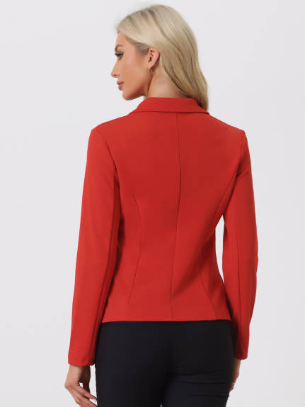 Allegra K- Lapel Collar Stretchy Jacket Suit Blazer