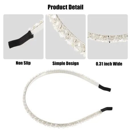 Unique Bargains- 2 Rows Rhinestone Hairband Headband