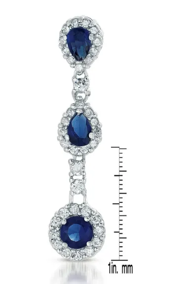 Genevive Boucles d'oreilles pendantes linéaires en argent sterling avec oxyde de zirconium transparent et bleu