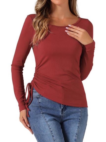 Allegra K - Side Shirring Irregular Hem Top